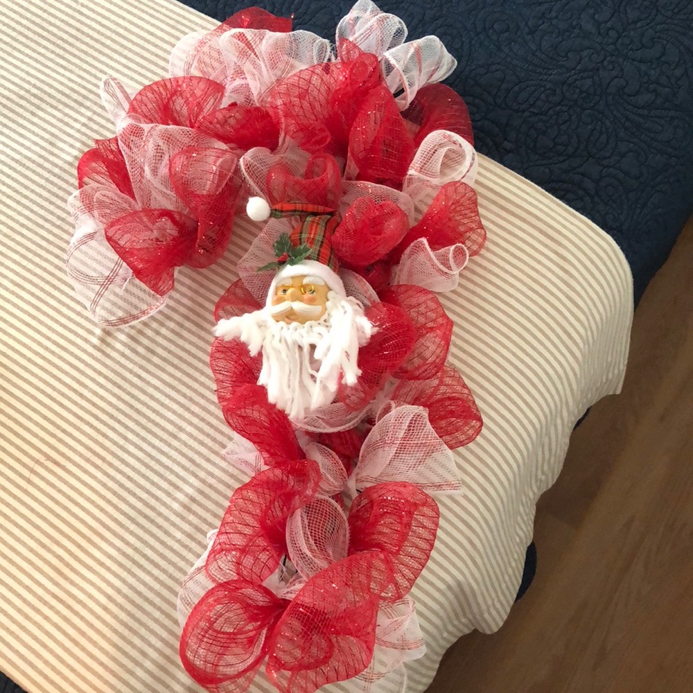 Mesh Candy Cane Wreath